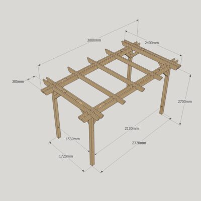 Double Garden Pergola - 2400mm x 3000mm - 4 Post