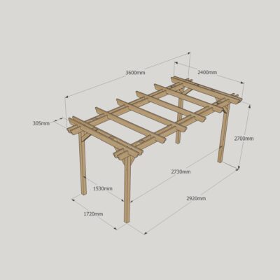 Double Garden Pergola - 2400mm x 3600mm - 4 Post