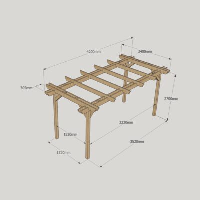 Double Garden Pergola - 2400mm x 4200mm - 4 Post