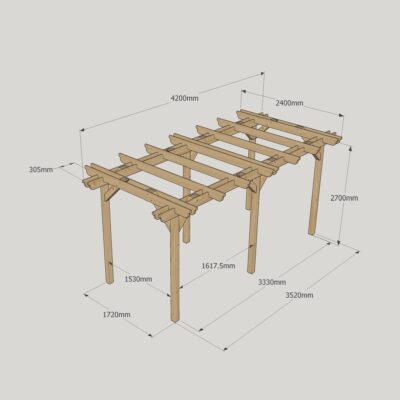 Double Garden Pergola - 2400mm x 4200mm - 6 Post