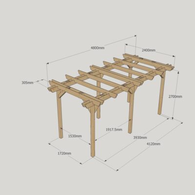 Double Garden Pergola - 2400mm x 4800mm - 6 Post