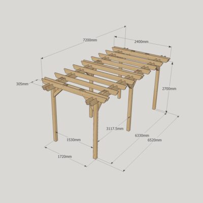 Double Garden Pergola - 2400mm x 7200mm - 6 Post