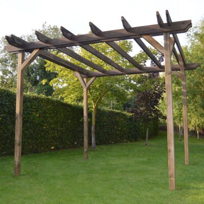 Double Garden Pergola - Rustic Brown 01