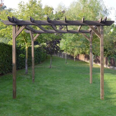 Double Garden Pergola - Rustic Brown 02