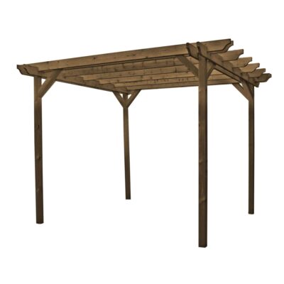 Double Garden Pergola - Rustic Brown - No Background