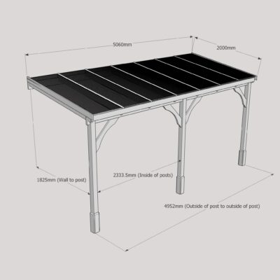 Polycarbonate Carport - 2000 x 5060mm - 3 Post