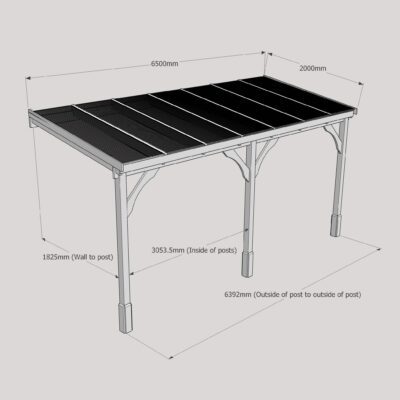 Polycarbonate Carport - 2000 x 6500mm - 3 Post