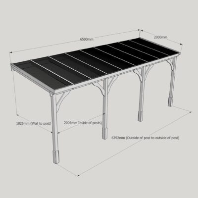 Polycarbonate Carport - 2000 x 6500mm - 4 Post