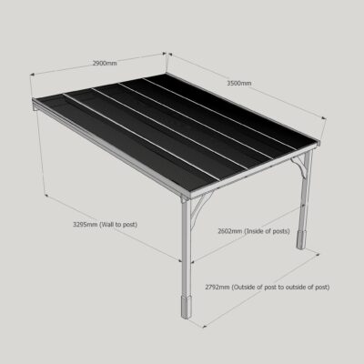 Polycarbonate Carport - 3500 x 2900mm - 2 Post