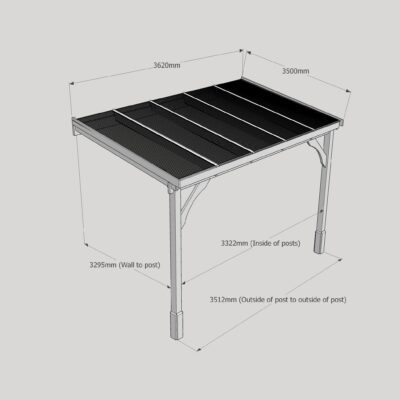 Polycarbonate Carport - 3500 x 3620mm - 2 Post