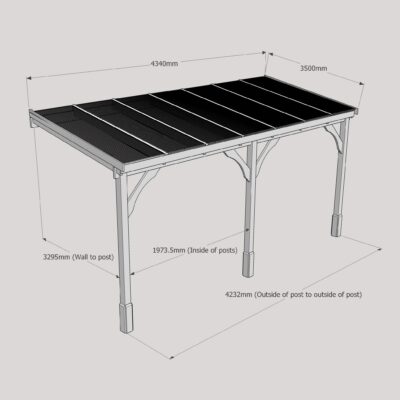 Polycarbonate Carport - 3500 x 4340mm - 3 Post