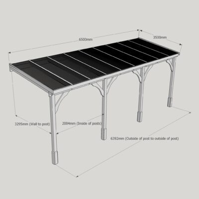 Polycarbonate Carport - 3500 x 6500mm - 4 Post