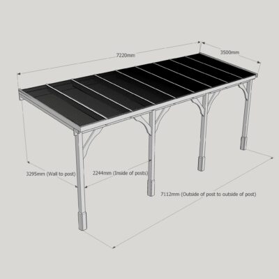 Polycarbonate Carport - 3500 x 7220mm - 4 Post