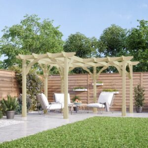 Premium Corner Pergola - Light Green - Front