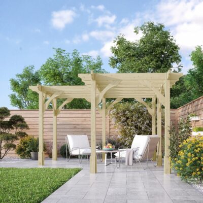 Premium Corner Pergola - Light Green - Side