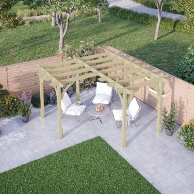 Premium Corner Pergola - Light Green - Top