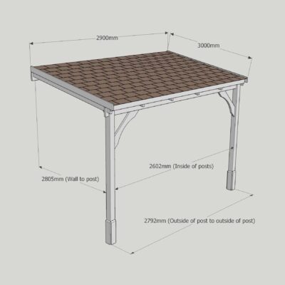 Shingle Carport - 3000 x 2900mm - 2 Post