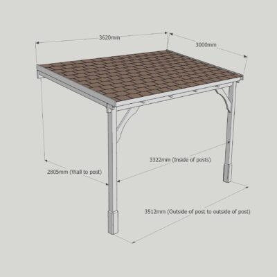 Shingle Carport - 3000 x 3620mm - 2 Post