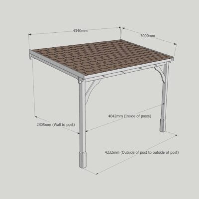 Shingle Carport - 3000 x 4340mm - 2 Post