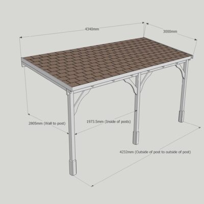 Shingle Carport - 3000 x 4340mm - 3 Post