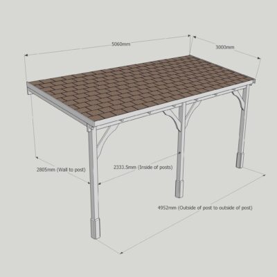 Shingle Carport - 3000 x 5060mm - 3 Post