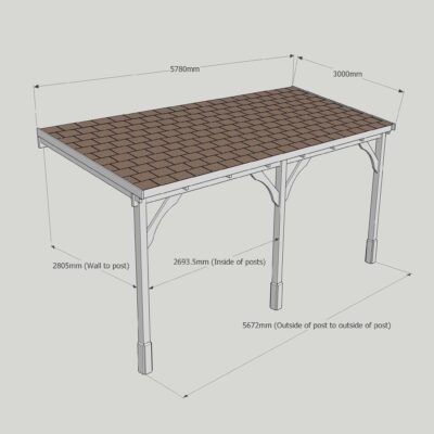 Shingle Carport - 3000 x 5780mm - 3 Post