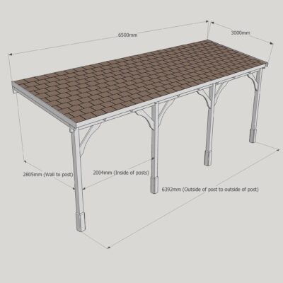 Shingle Carport - 3000 x 6500mm - 4 Post