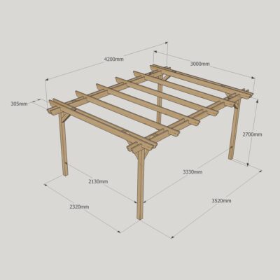 Double Garden Pergola - 3000mm x 4200mm - 4 Post