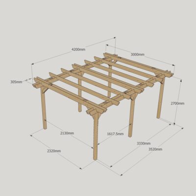 Double Garden Pergola - 3000mm x 4200mm - 6 Post