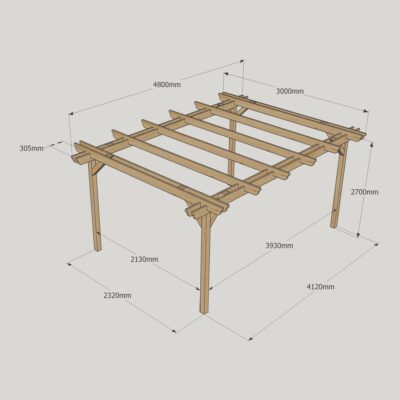 Double Garden Pergola - 3000mm x 4800mm - 4 Post