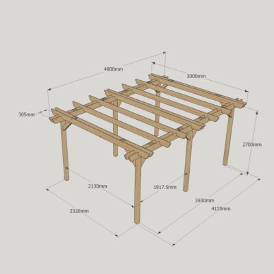 Double Garden Pergola - 3000mm x 4800mm - 6 Post