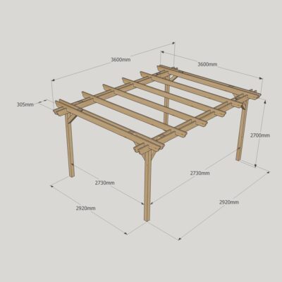 Double Garden Pergola - 3600mm x 3600mm - 4 Post