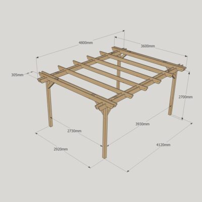 Double Garden Pergola - 3600mm x 4800mm - 4 Post