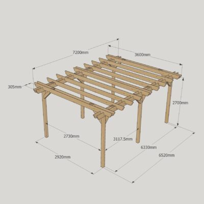 Double Garden Pergola - 3600mm x 7200mm - 6 Post