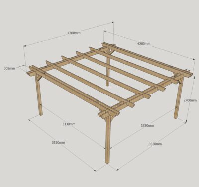 Double Garden Pergola - 4200mm x 4200mm - 4 Post