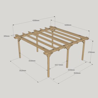 Double Garden Pergola - 4200mm x 4200mm - 6 Post