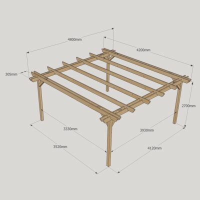 Double Garden Pergola - 4200mm x 4800mm - 4 Post