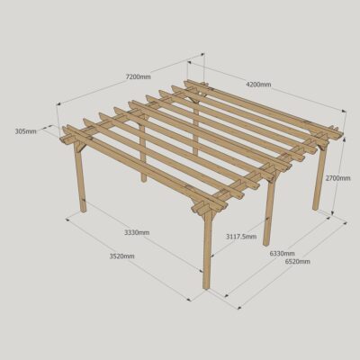 Double Garden Pergola - 4200mm x 7200mm - 6 Post