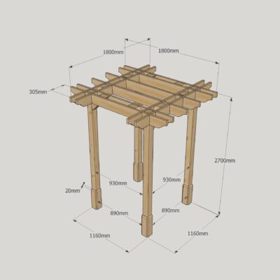 Double Premium Pergola - 1800mm x 1800mm - 4 Post