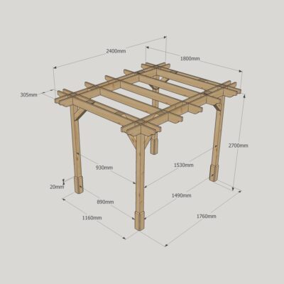 Double Premium Pergola - 1800mm x 2400mm - 4 Post