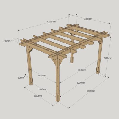 Double Premium Pergola - 1800mm x 4200mm - 4 Post