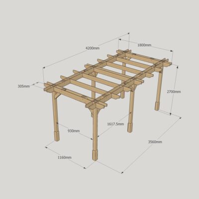 Double Premium Pergola - 1800mm x 4200mm - 6 Post