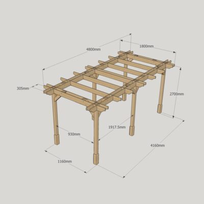 Double Premium Pergola - 1800mm x 4800mm - 6 Post