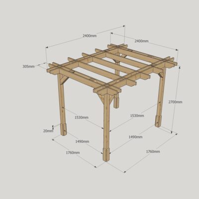 Double Premium Pergola - 2400mm x 2400mm - 4 Post