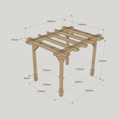 Double Premium Pergola - 2400mm x 3000mm - 4 Post