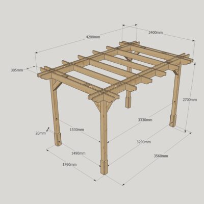 Double Premium Pergola - 2400mm x 4200mm - 4 Post