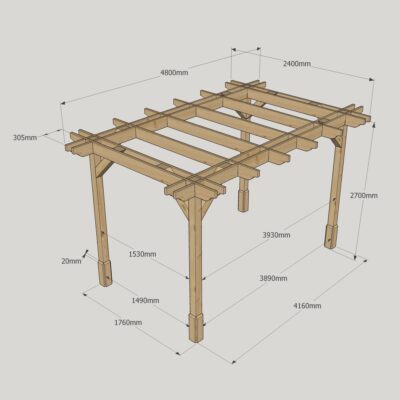 Double Premium Pergola - 2400mm x 4800mm - 4 Post