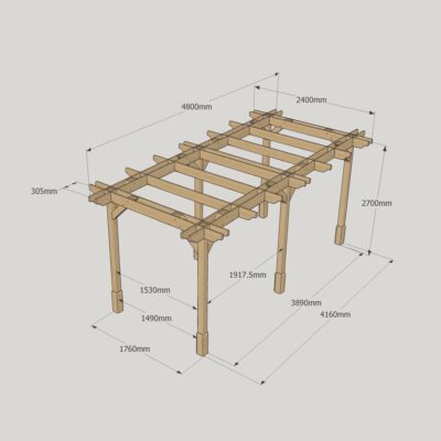 Double Premium Pergola - 2400mm x 4800mm - 6 Post