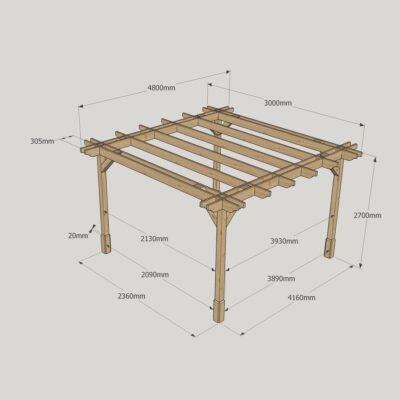 Double Premium Pergola - 3000mm x 4800mm - 4 Post