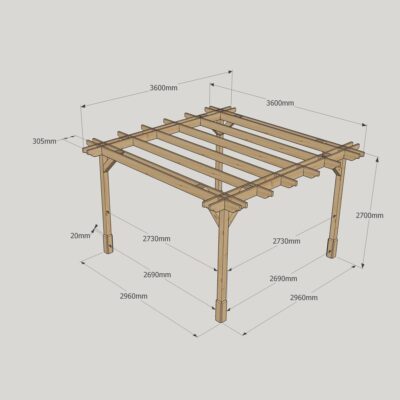 Double Premium Pergola - 3600mm x 3600mm - 4 Post